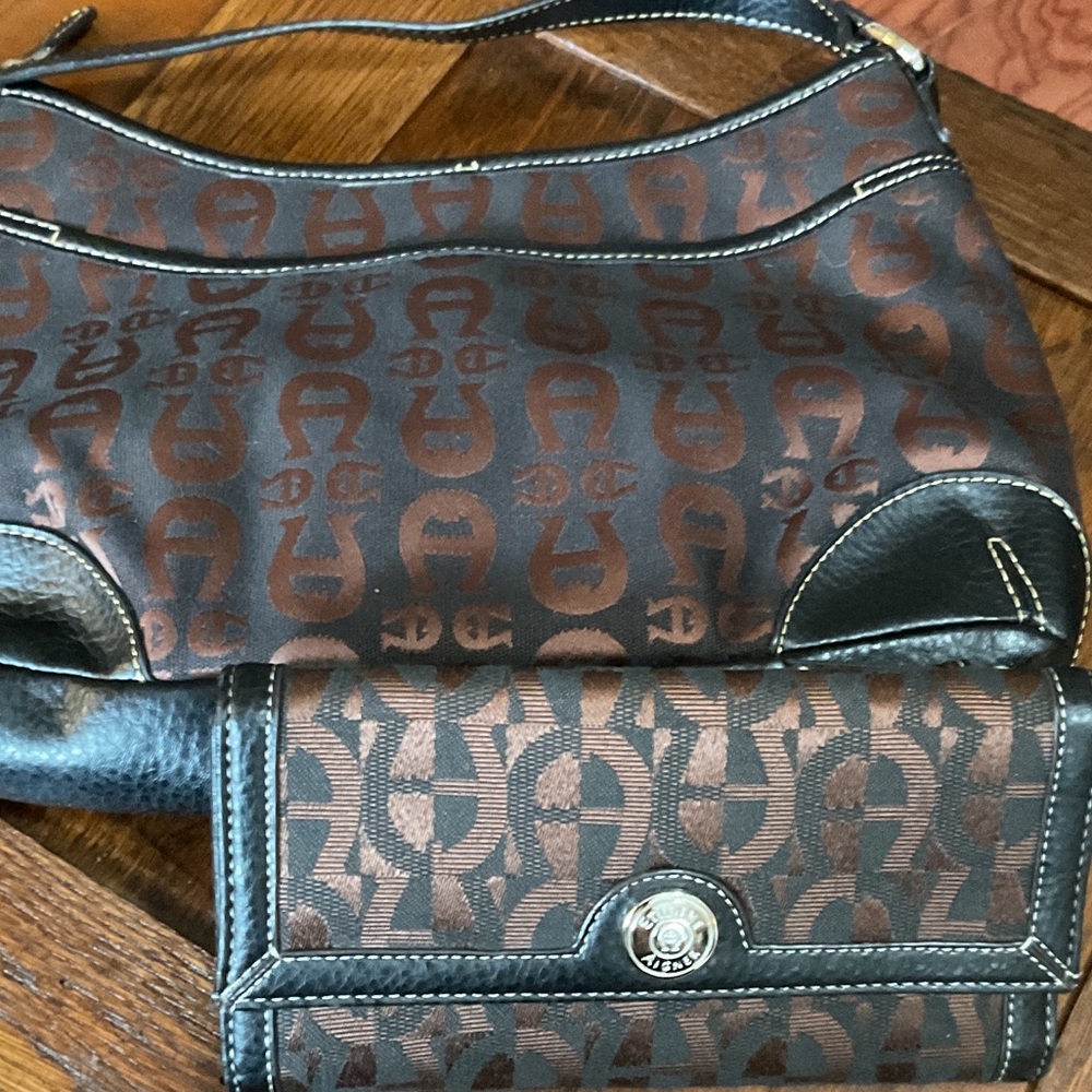 Etienne Aigner Brown and Black Shoulder Bag Set